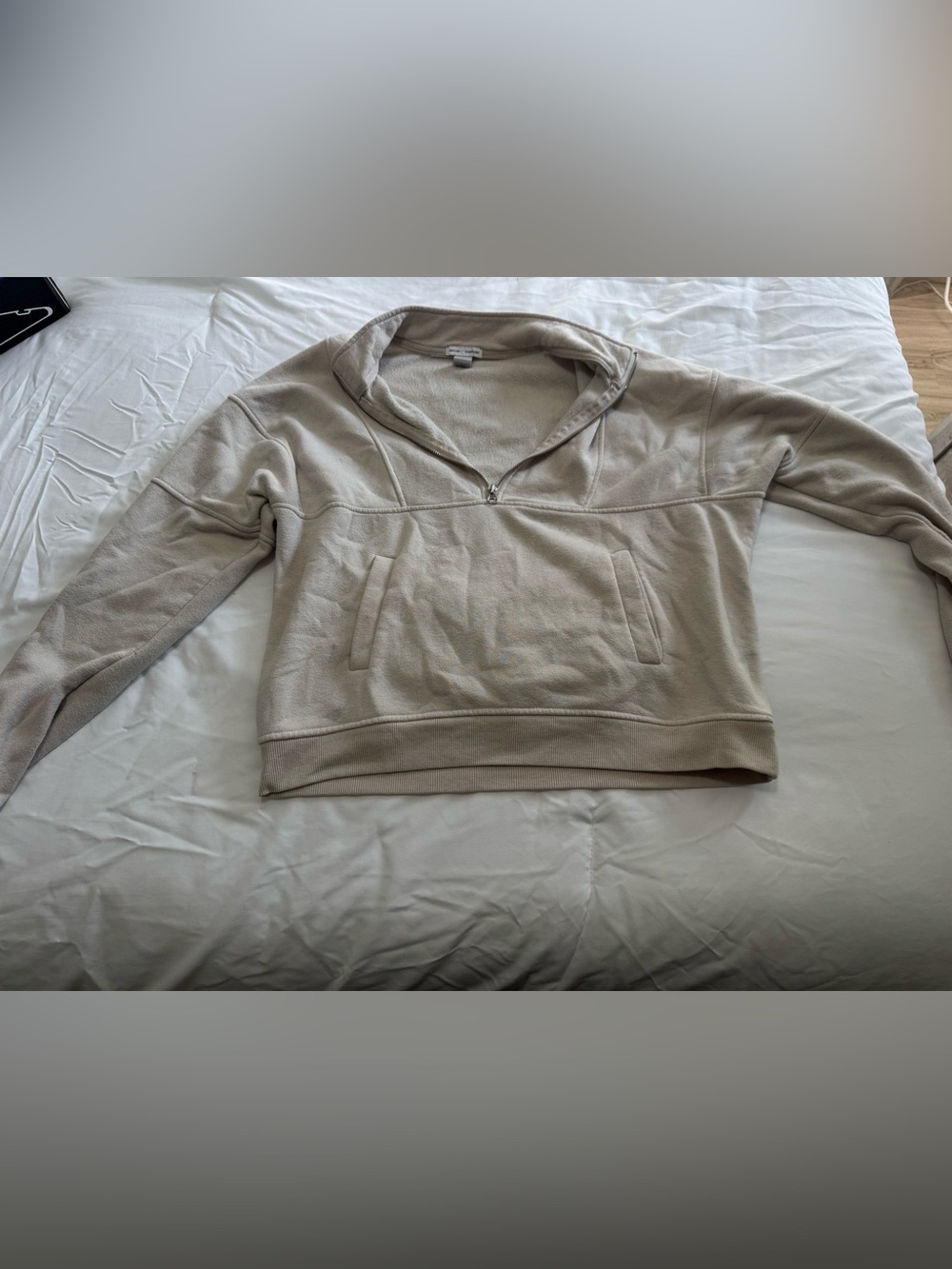 Women’s Casual Quarter-Zip Pullover Hoodie in Beige